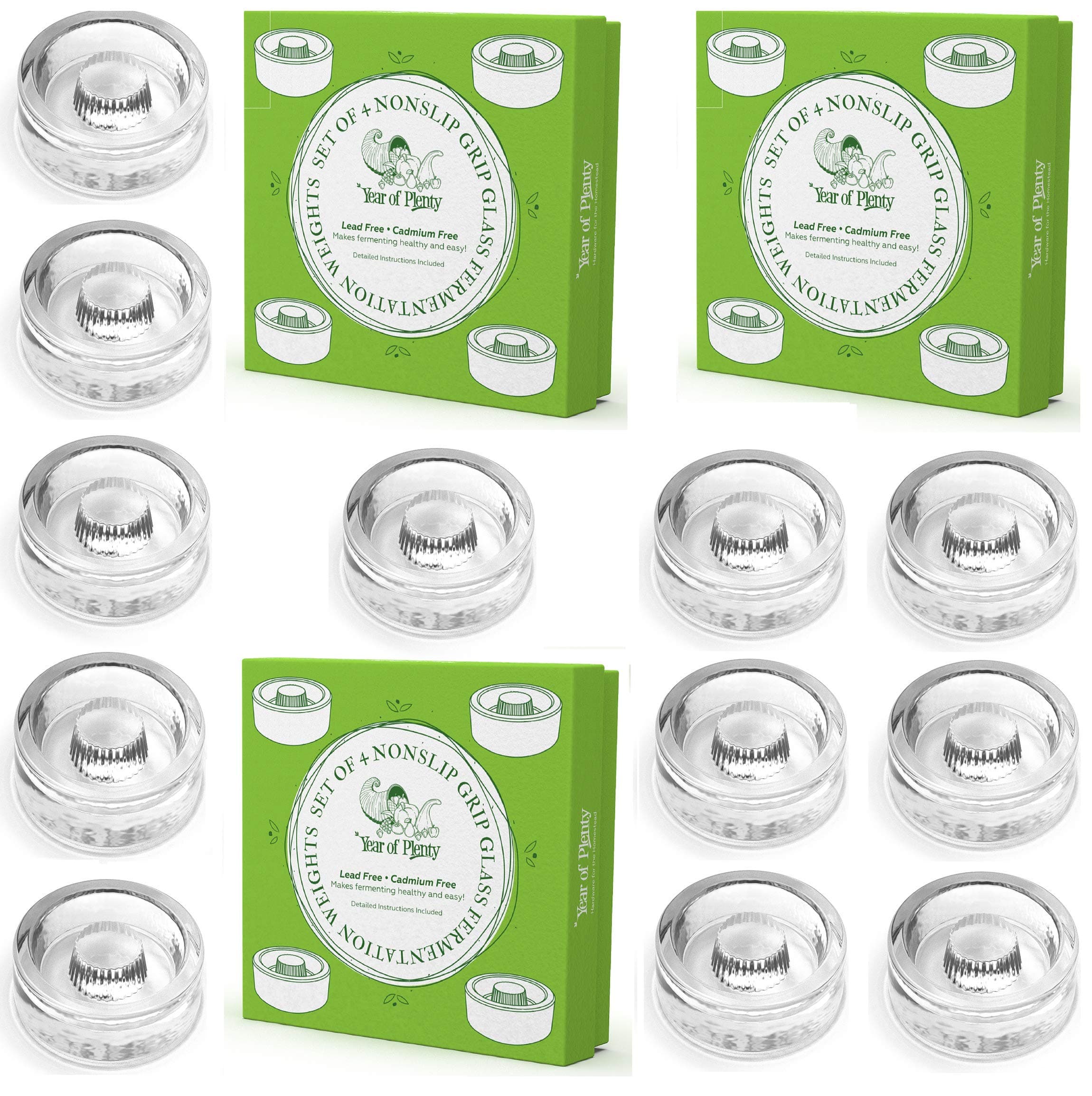Fermentation Weights | NonSlip Grip Handle | 12-Pack for Fermenting Sauerkraut, Pickles, Kimchi in Wide Mouth Mason Jars - Lead/Cadmium Free