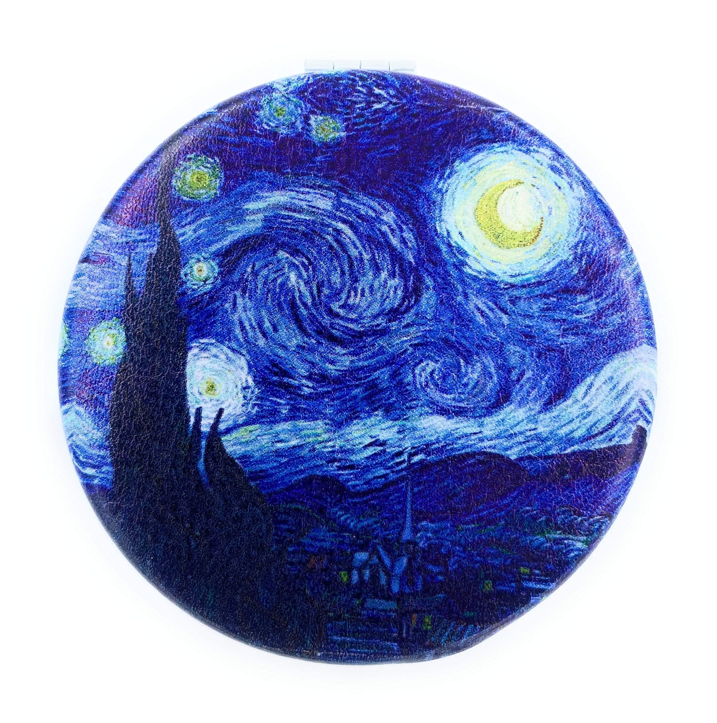 Pocket Makeup Mirror Compact Handheld Mirror Round Van Gogh Art Prints The Starry Night Post Impressionist Artistic Gifts for Women