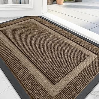 OLANLY Front Door Mat Indoor Outdoor Entrance, Waterproof All-Season, All-Weather Doormat, Sturdy Natural Rubber, Fade Resistant, Low Profile, Easy Clean Patio Porch Entryway Mat, 59x30, Brown