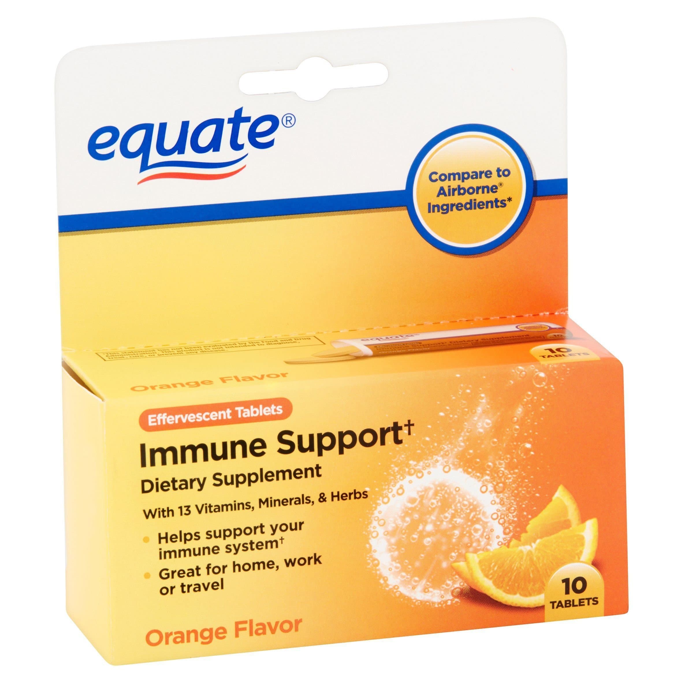 Equate - Immune Support, Orange Flavor, 10 Effervescent Tablets (Compare to Airborne)