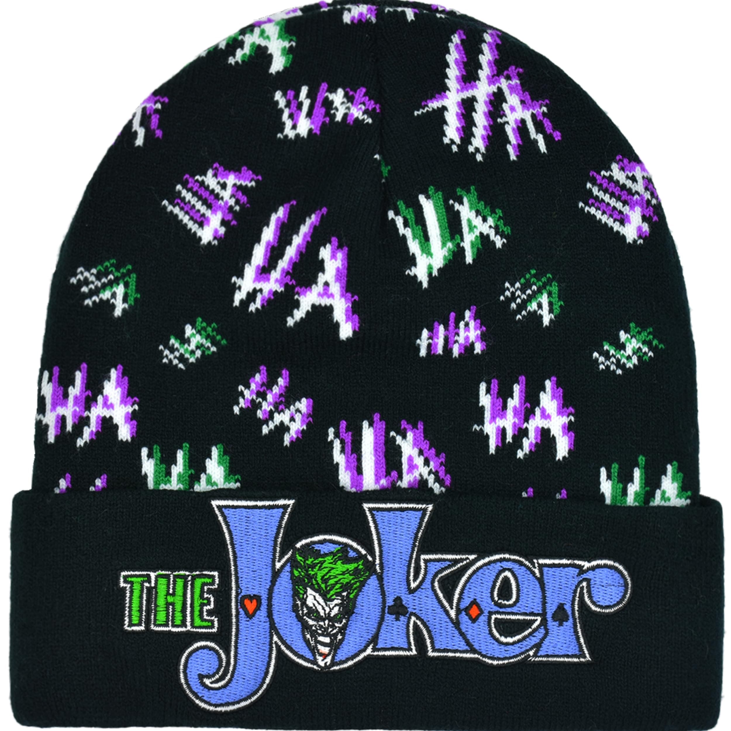 Concept One Dc Comics The Joker Beanie Hat, Knitted Cuffed Winter Skull Cap