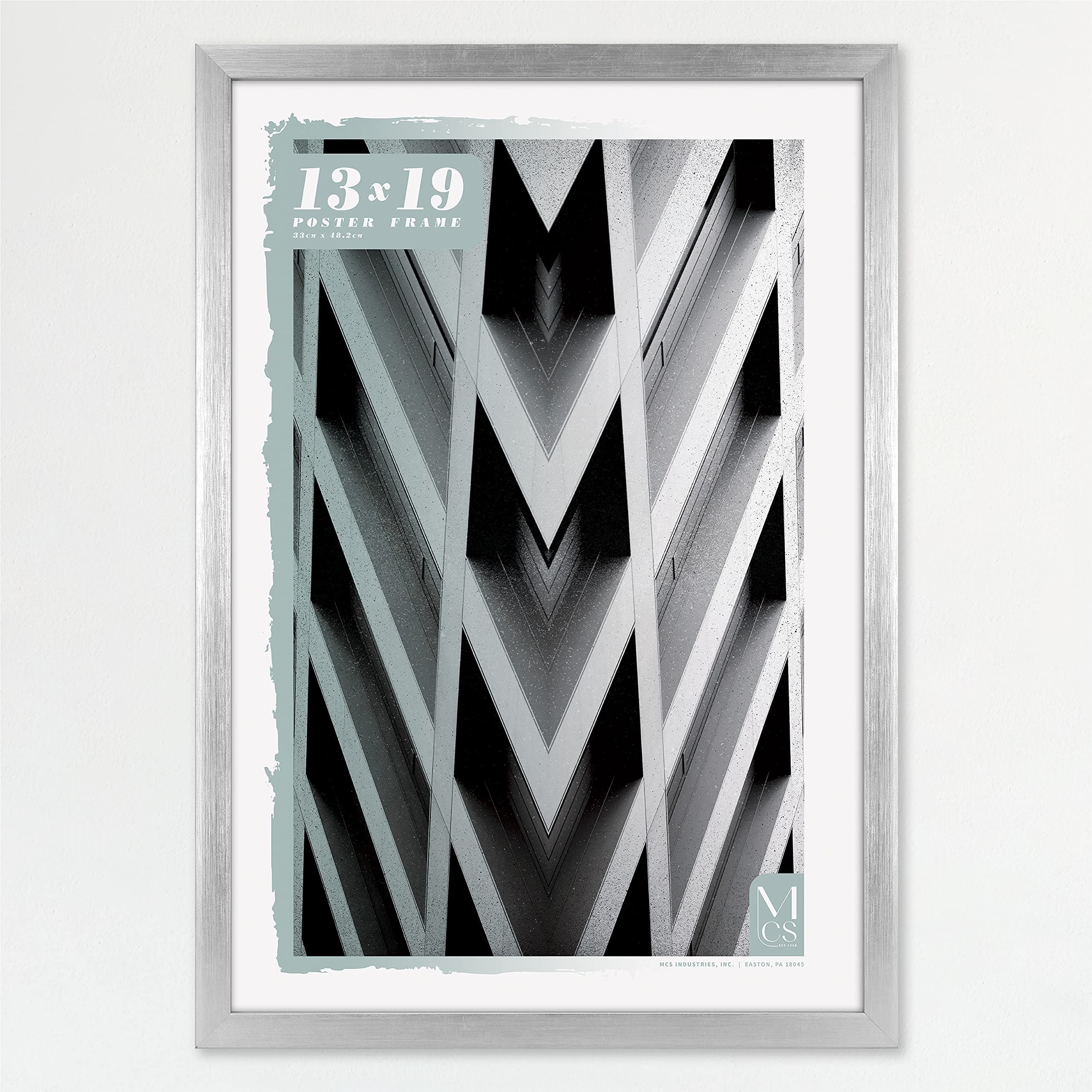 MCS Foundation 13x19 Poster Frame Traditional Silver, Vertical & Horizontal Wall Hanging Large Picture Frame for Photos, Posters & Art Prints (1-Pack)