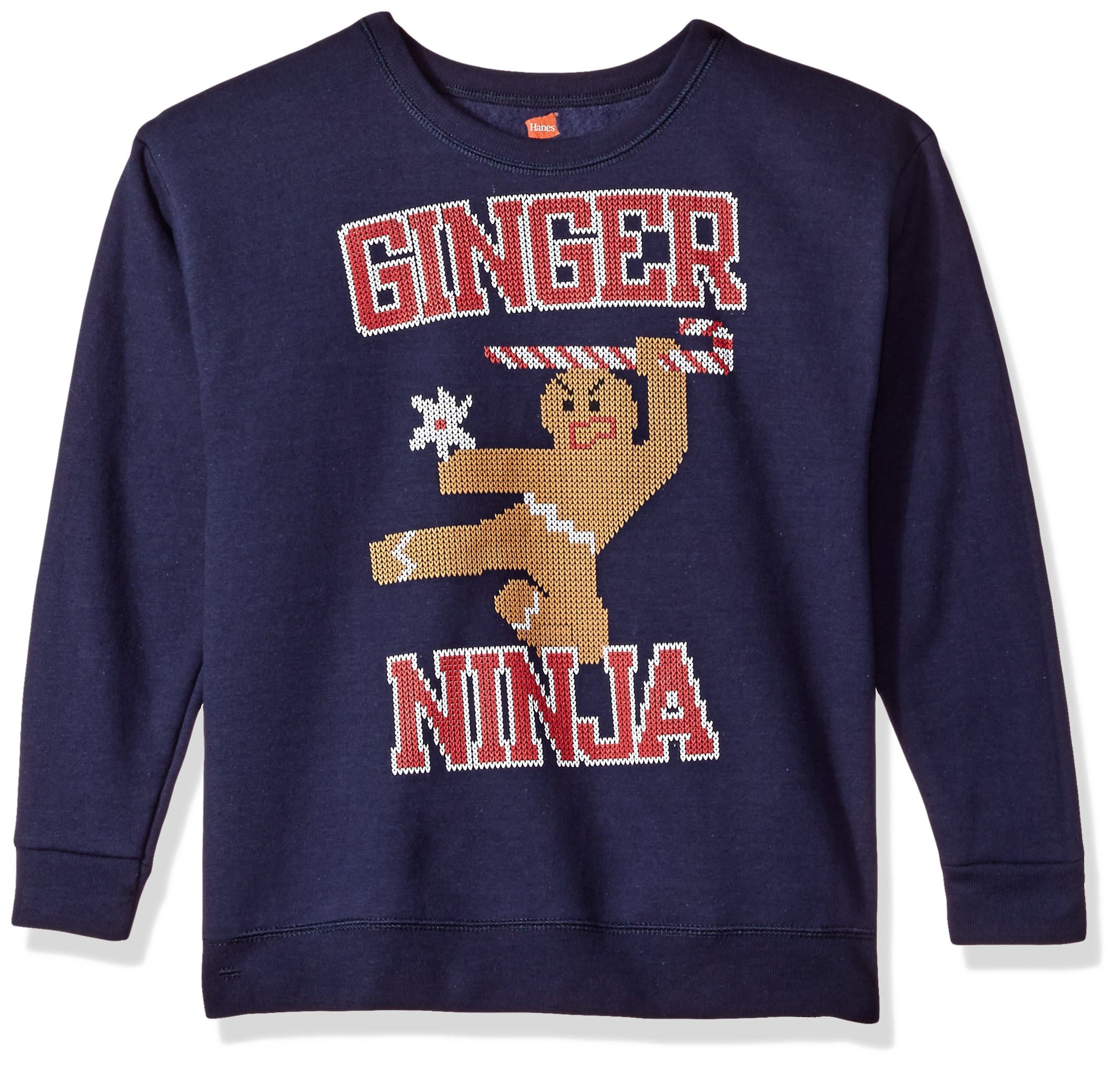 Boys' Big Ugly Christmas Sweatshirt, Navy/Ginger Ninja, Medium