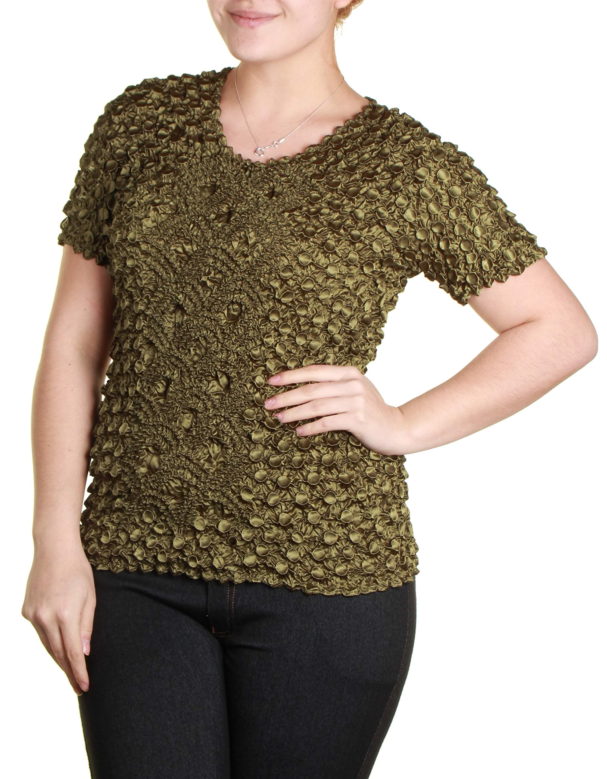 Short Sleeve Popcorn Bubble Crinkle Super Stretchy Magic Shirt One Size Fits All!