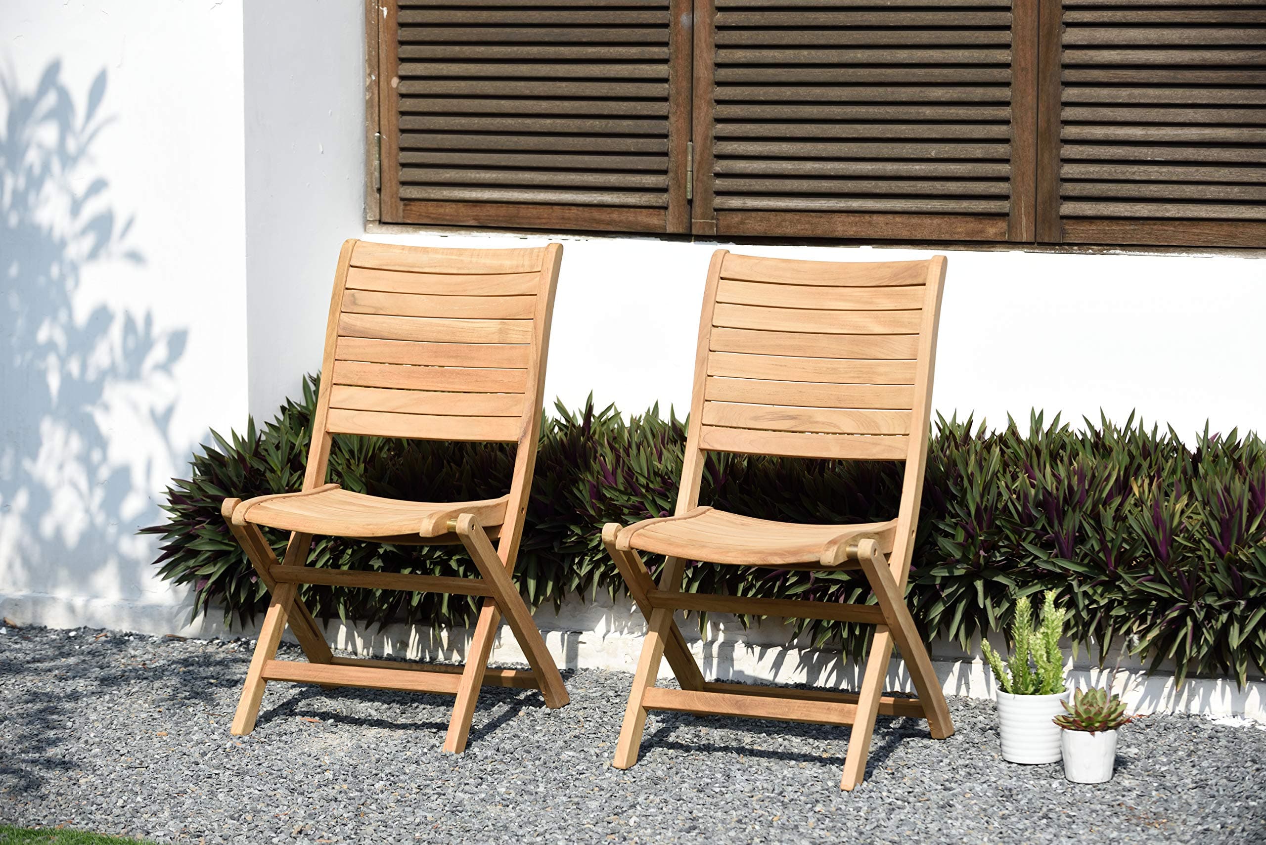 Amazonia Teak Dublin 2-Piece Teak Folding Armchairs