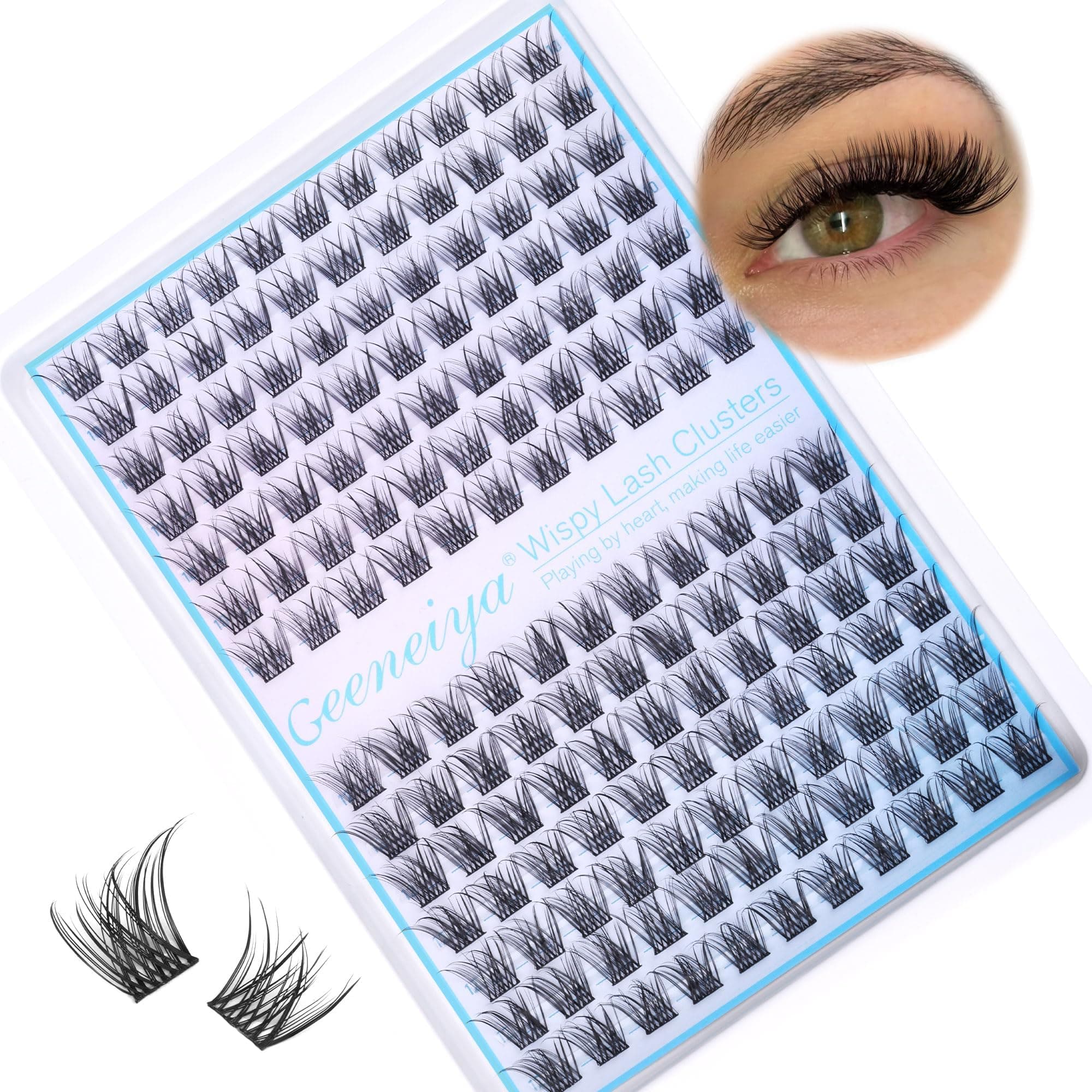 Short Lash Clusters Wispy C Curl Eyelash Clusters 10-12MM Individual Eyelashes Natural Cluster Eyelash Extensions Natural Looking Cluster Lashes by Geeneiya(154PCS, C Curl, 10-12mm)