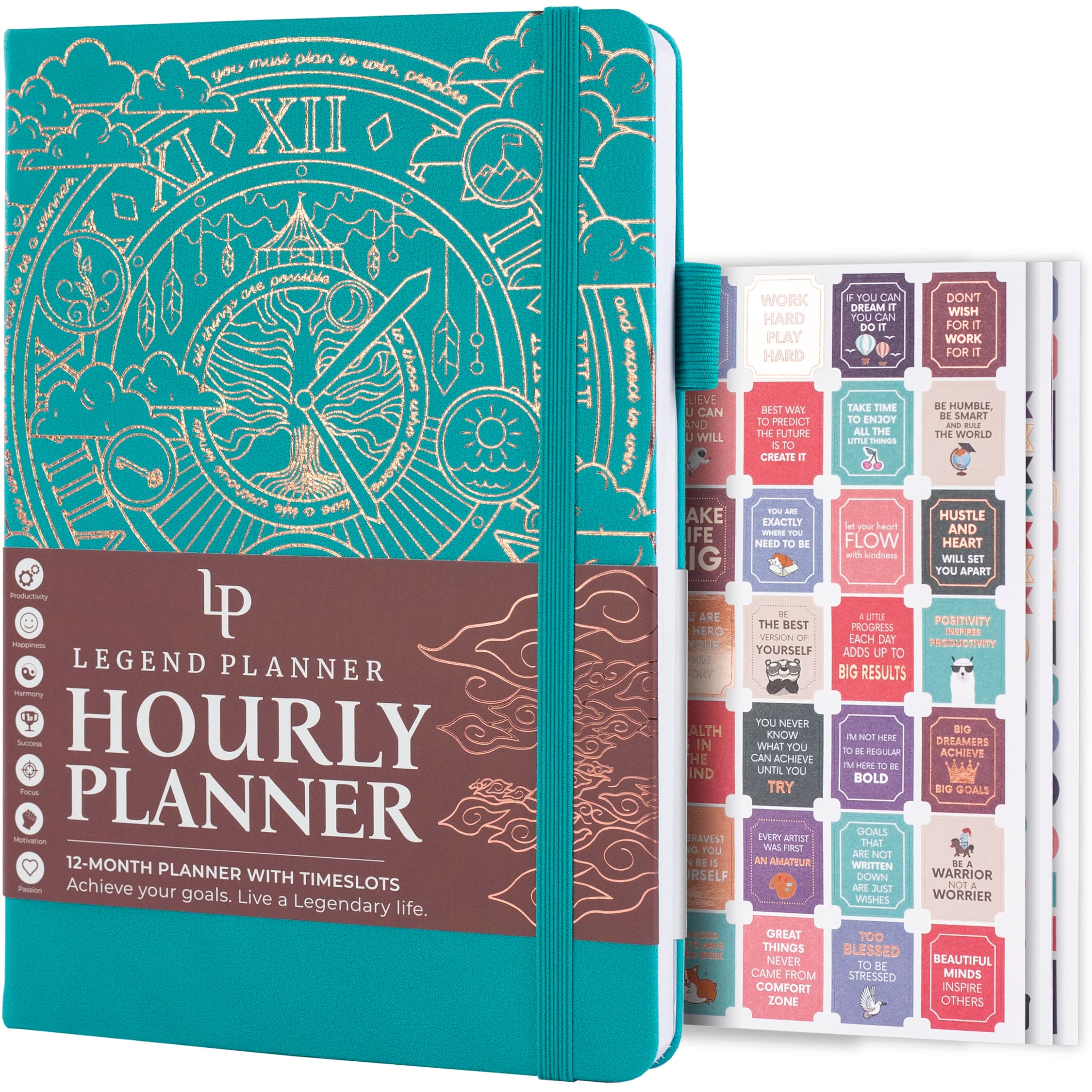 Hourly Schedule – Weekly & Daily Organizer with Time Slots. Appointment Book Journal for Work, Undated, A5 (Viridian Green)