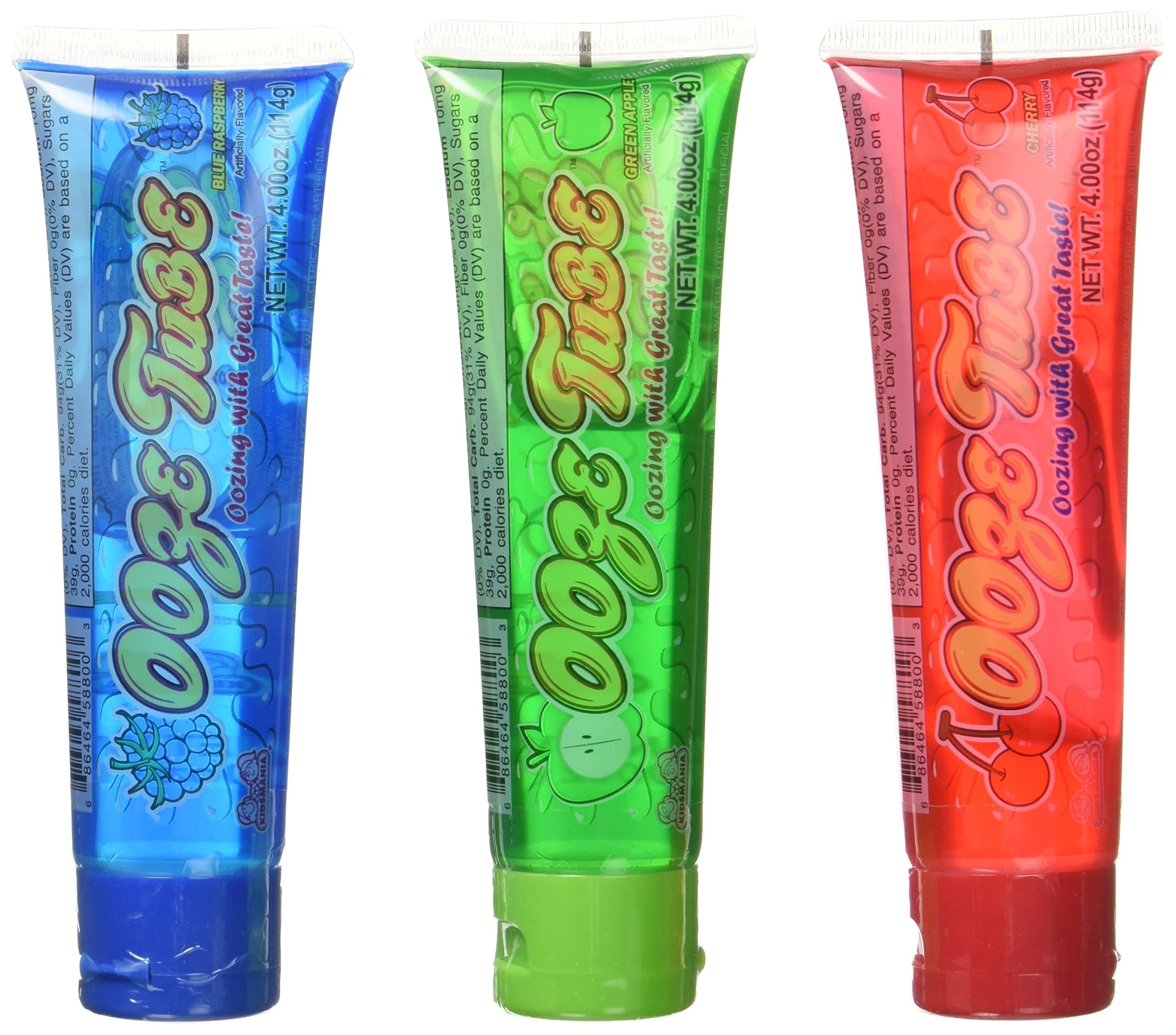 Kidsmania Ooze Tube Oozing Taste Blue Raspberry/Cherry/Green Apple, 4 Ounce (Pack of 12)