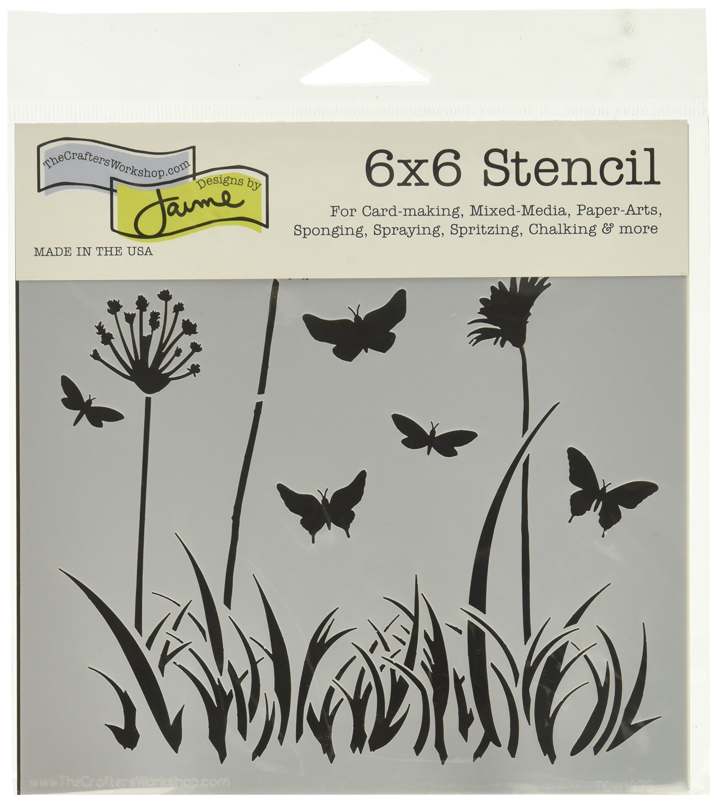 The Crafter's Workshop Mini Butterfly Meadow Template, Black/ White