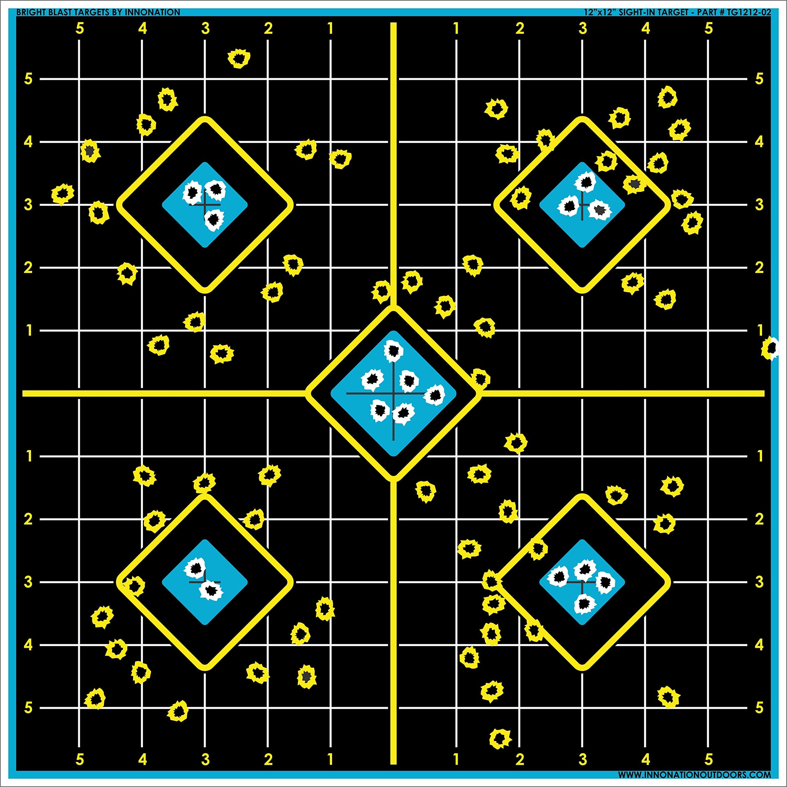 10 Pack - 12" X 12" Sight-In Target - Instant Bright Blast Reactive Shooting Target