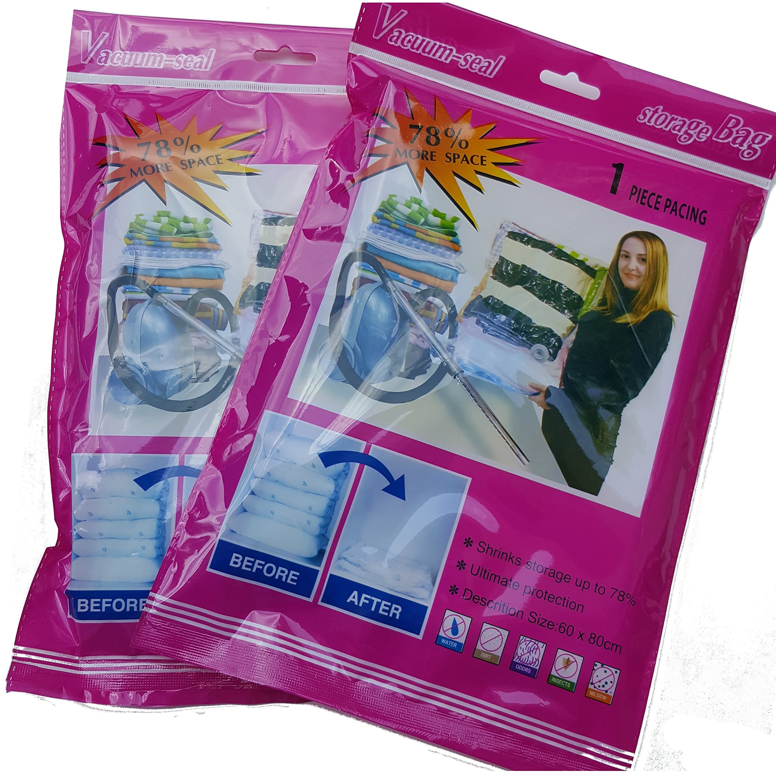 Long Lasting Premium Storage Vacuum Seal Bags 2 Pack Set. Extra Large Bags 32 X 24 Inches.