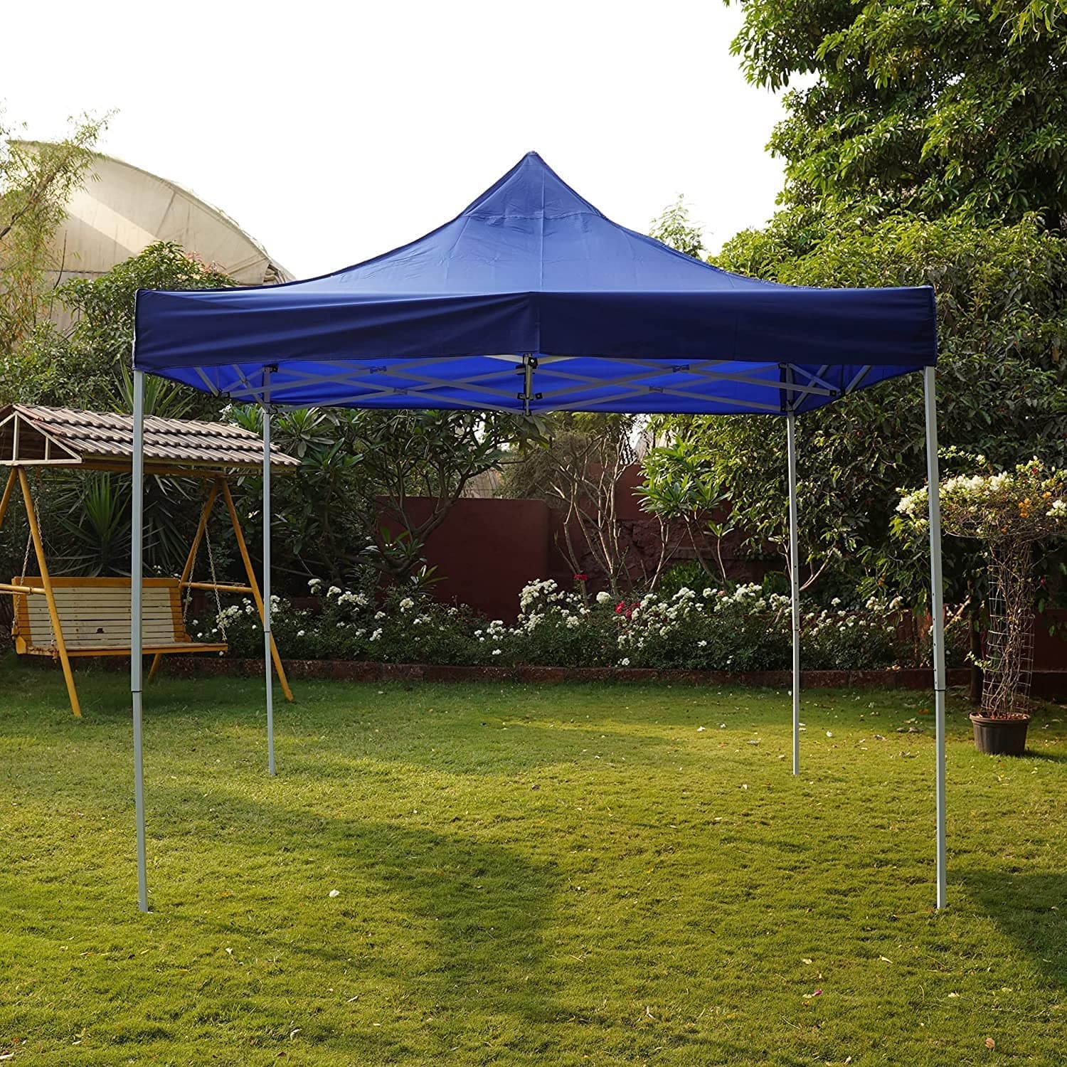 Niland Foldable Garden Gazebo/Canopy | 4 Side Open Canopy 10ft X10ft | Canopy Tent for Garden & Outdoor Activities (Blue)