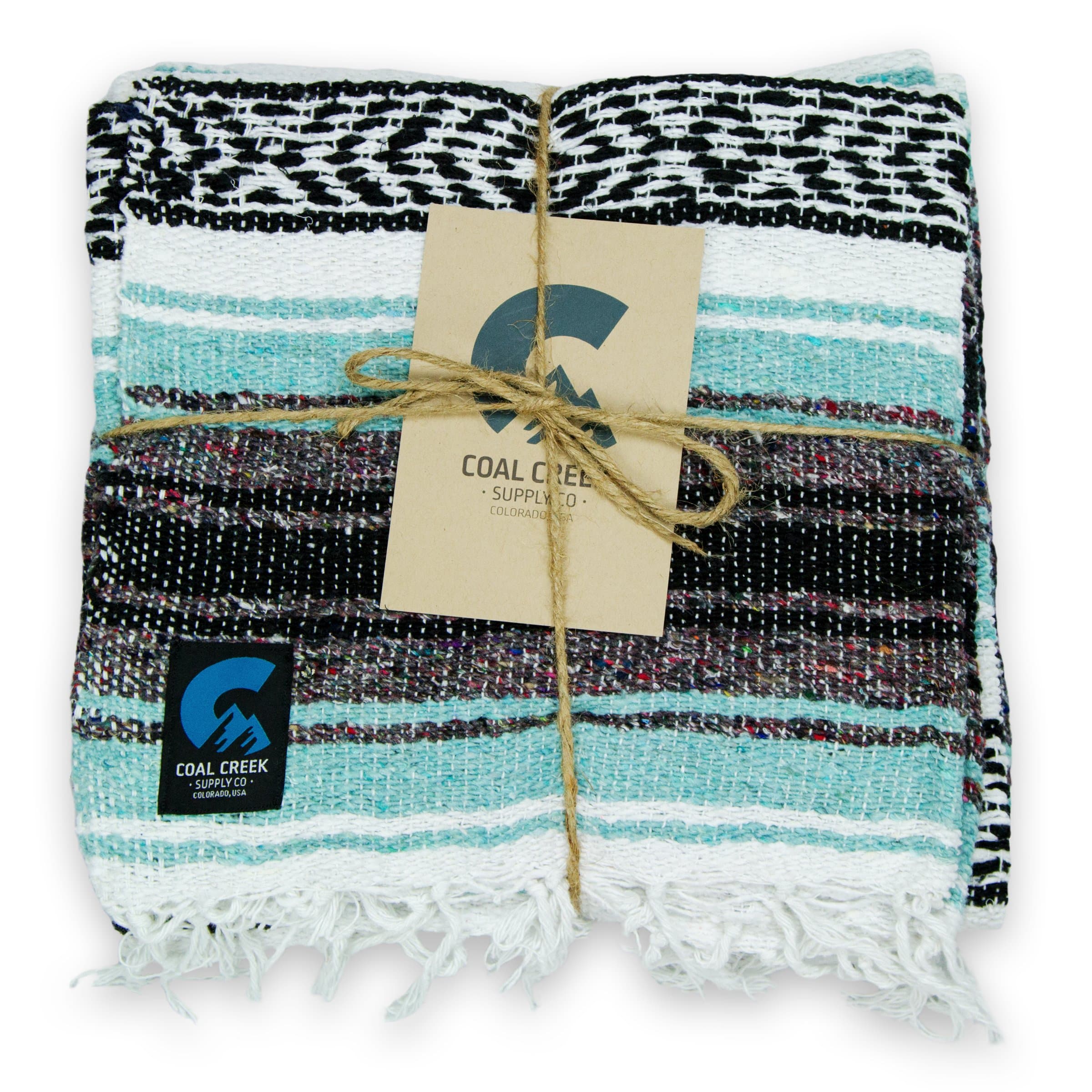Classic Mexican Blanket, Authentic Falsa Soft Woven Blanket (Mint)