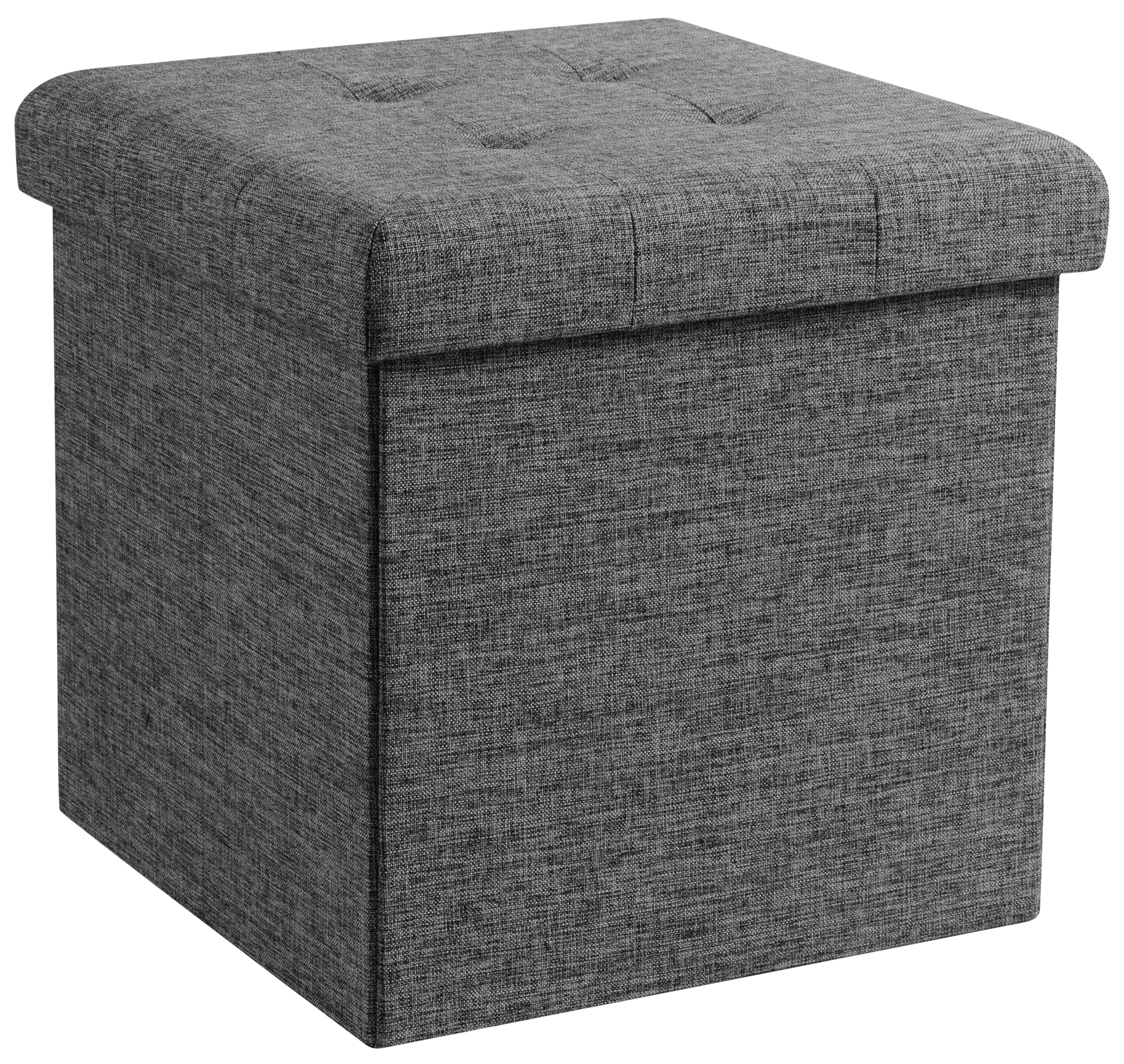Charcoal : Ellington Home Foldable Tufted Linen Storage Ottoman Cube Foot Rest Stool/Seat - 15" x 15" (Charcoal)