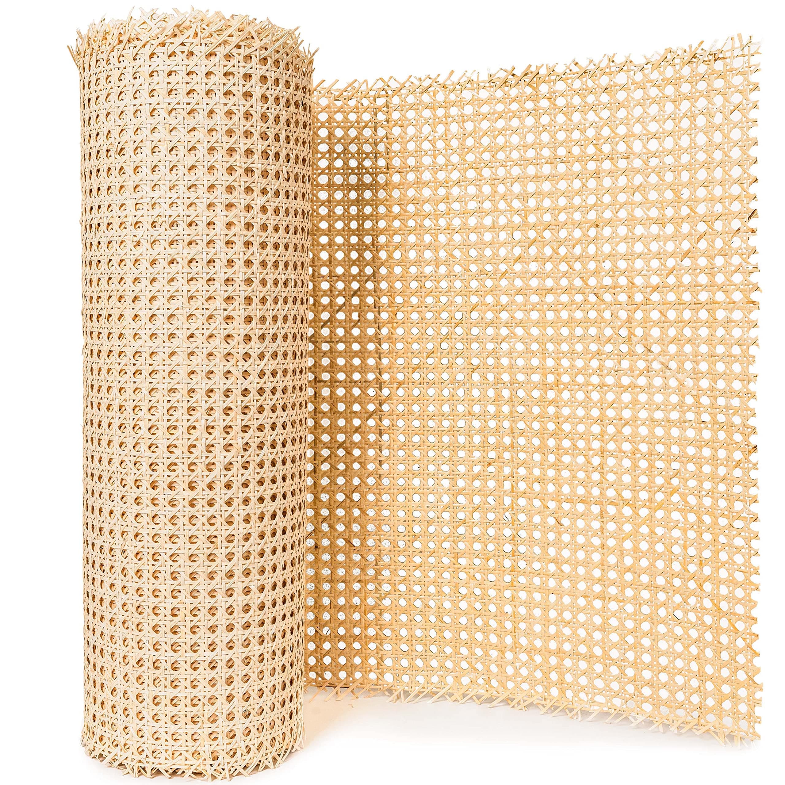 18" Width Rattan Cane Webbing Roll Hexagon Weave Rattan Fabric Furniture Woven Rattan Sheets for Crafts Cane Weave Rattan Material Natural Chair Caning Supplies Wicker for Chairs (7 Feet)
