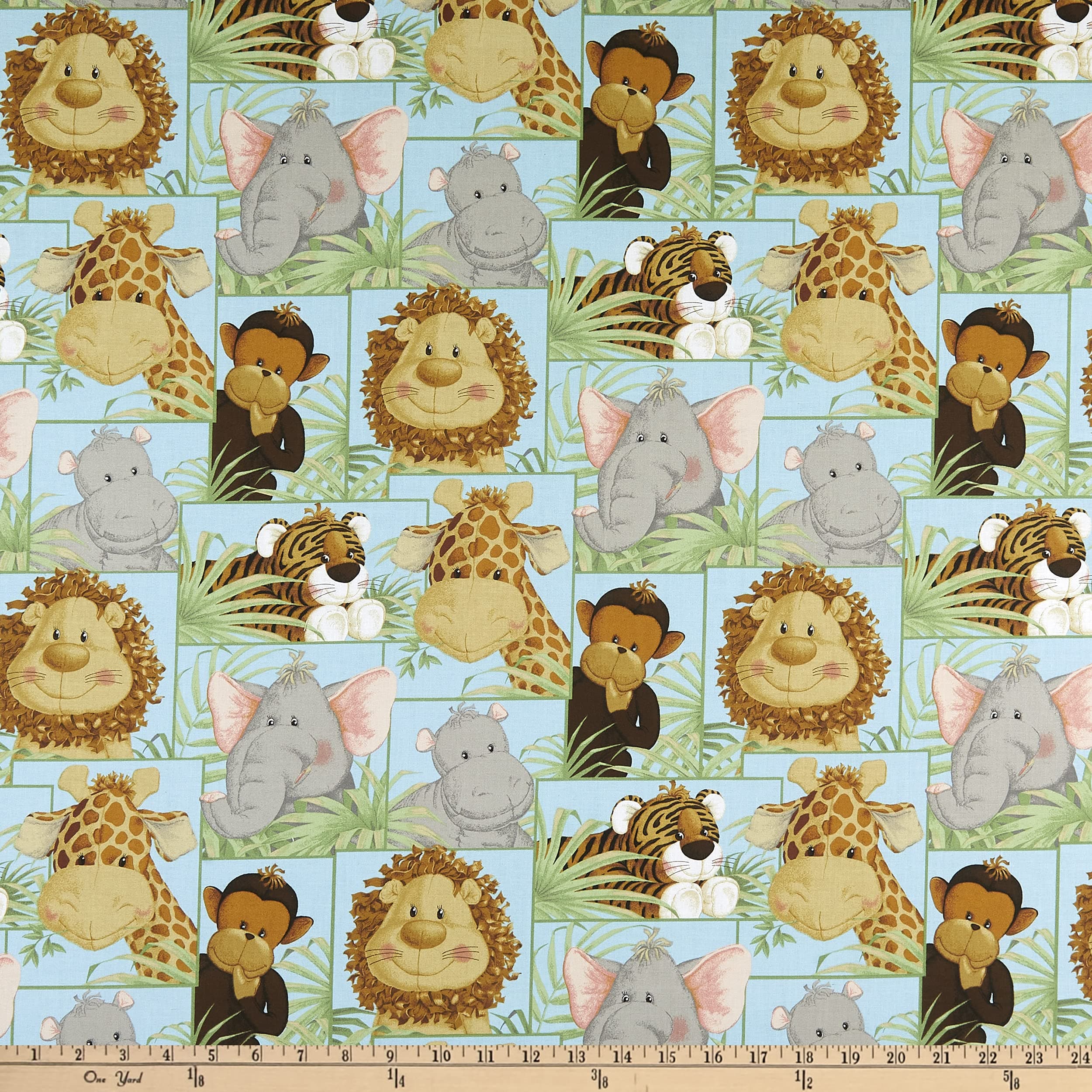 Fabric Traditions Jungle Babies Blocks Multi, Fabric by the Yard