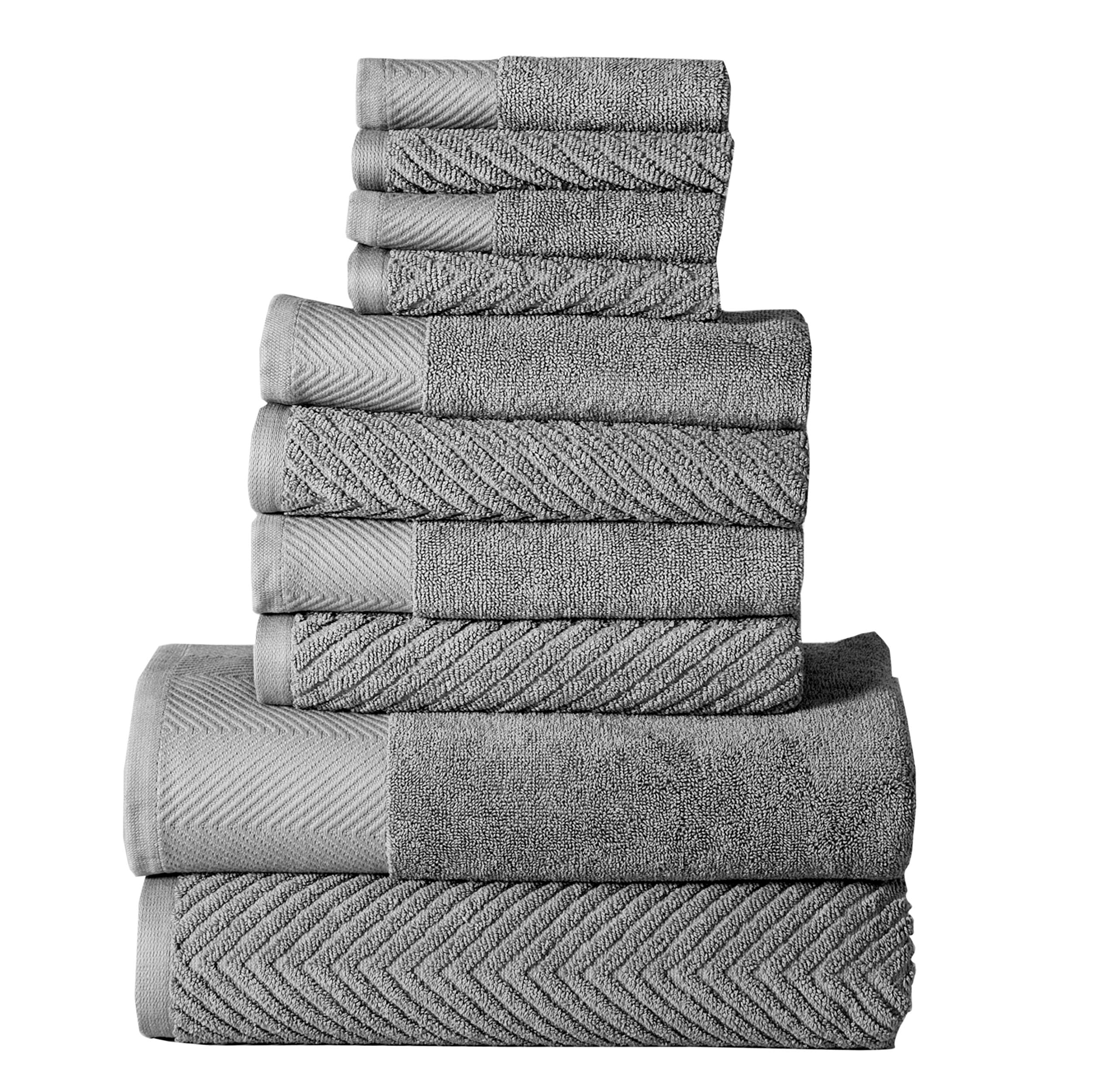 Affinity Home Collection HB-ES10PCTST-PLT 10 Piece Elegance Spa 100% Egyptian Cotton Jacquard Towel Set, Platinum