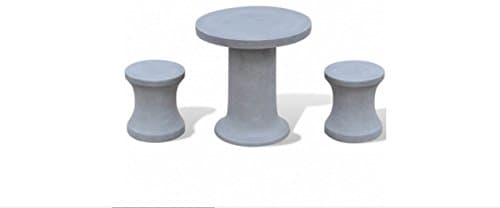 Unique Furniture Set - Solid Concrete Table & 2 Stools - This Set Will Create An Attractive Ambiance Into Your Garden Or Home By eCommerce Excellence