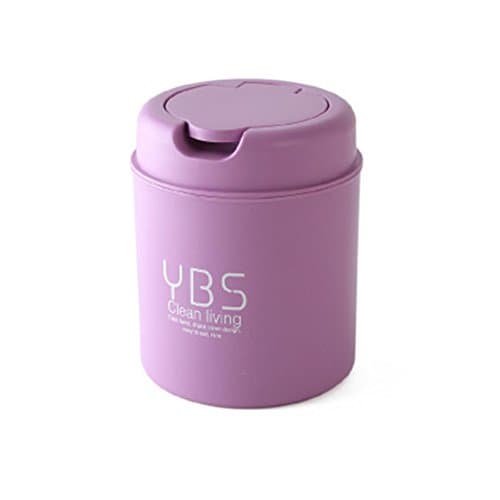 Baffect Mini Desktop Trash Can With Lid Small Household Office Clean Trash Bin,in White Calmshell Cover(purple)