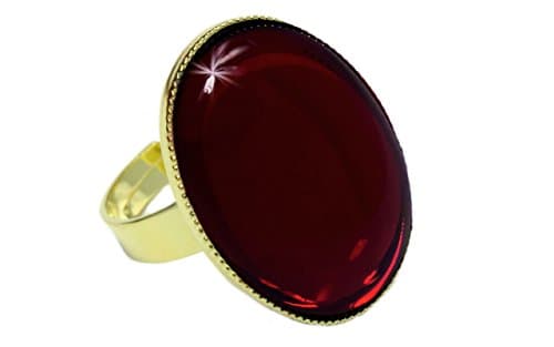 24K Gold Plated Classic Ring Universal Adjustable Size Oval 25mm x 18mm Ruby Red Glass Czech Stone Handmade BohemStyle