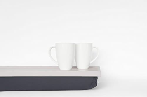 Stable table, iPad stand or wooden Breakfast in Bed serving Tray - light grey with dark grey cotton Pillow