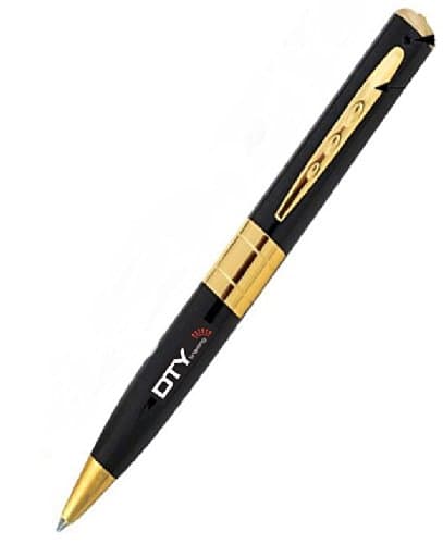 DTY Trading ® HD Silver Spy Pen Video Camera Hidden DVR Cam Camcorder Recorder Webcam, Support up to 32GB Micro SD/TF Cards. Ideal for Private Security & Surveillance (No Memory Card, Gold Trim)