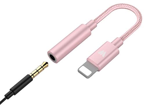 Headphone Adapter for iPhone 8/8 Plus,Wofalodata Lightning to 3.5mm Female Audio Earphone Connector Headphones Splitter for iPhone X,iPhone 7/7 Plus Compatible for iOS 10.3 or Later-Rose