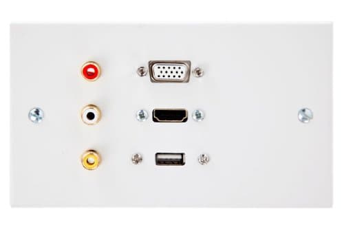 Wall Plate / Face Plate HDMI SVGA USB A 3 x RCA (RWY) - 5 Metres
