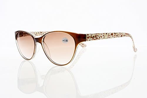 Multi-Color Ladies Cat Eye Frame Tinted Lens Reader Reading Glasses +1.0 +2.00 +3.00 +4.0 (Brown, +2.00)