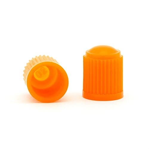 2x Orange Plastic Tyre Valve Dust Caps Schrader Type Universal Fit Motorcycle Scooter Dirt Bike Quad Car