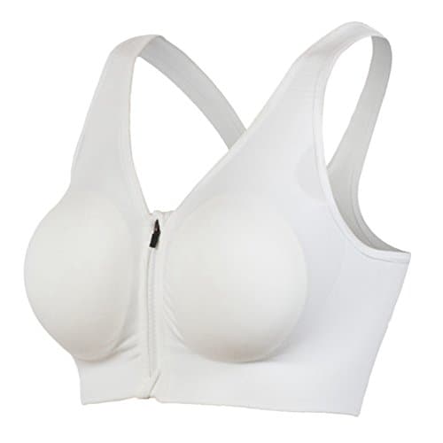 YiJeee Women Sports Bra Pullover Open-Back High Impact Support Active Yoga White L