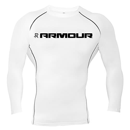 Raw Armour unisex long sleeve running & exercise compression base layer top (White, Large)