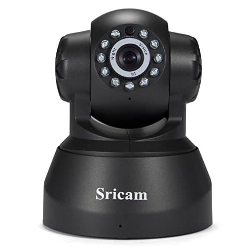 SRICAM WIFI IP PTZ Camera - SP012 1 MP Wireless Security Baby Pet Monitor, Day/Night Vision, Smart Setup APP Control, Motion Detection Recording (Black)