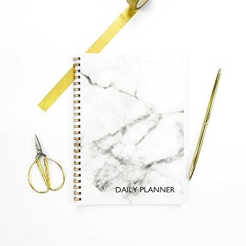 Grey Marble Daily Planner, Spiral Notebook A5, Marble Notebook, Undated Planner, 50 Sheets