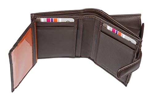 Wallet for Men - Brown Mala Leather Wallets Mens Compact Origin Small Tab with Contactless RFID Protector with Credit Card Holder Slots and Coin Pocket - Boxed (Brown)