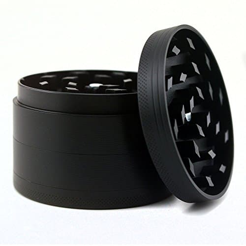 New Herb Grinder Sharpstone Best Herb Grinder with Pollen Catcher 4 Piece 2.5 Inch Metal, Spice Tobacco Grinder Herbal Grinder FREE Pouch Shrink Wrap Package Razor-Sharp Teeth Black