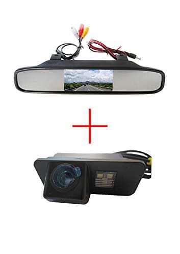 FUWAY CCD Color Car Reverse Rear View Parking Back up Camera for Ford Mondeo Fiesta Focus S-Max KUGA, with 4.3 Inch Color LCD TFT Rear View Mirror Monitor Screen Car Backup Monitor