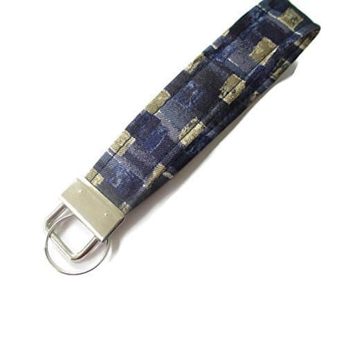 Blue silk wriststrap, keyholder, silk anniversary gift under £5