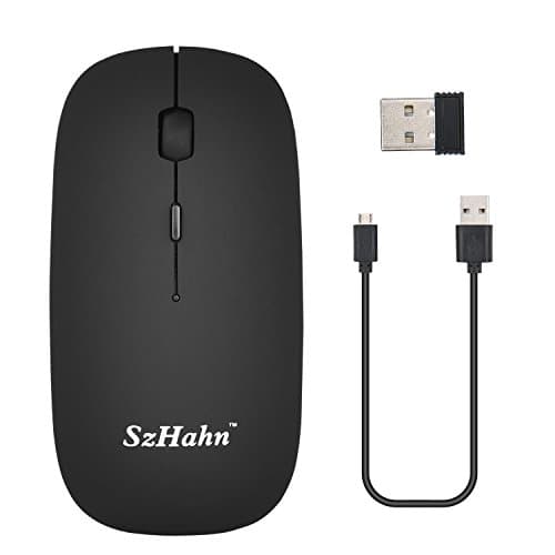 Wireless Mouse, SzHahn 2.4G Slim Mute Silent Click Rechargeable Wireless Mouse Mice with USB Receiver,3 Adjustable DPI Levels for Notebook, PC,MAC, Laptop, Computer, Macbook - Black