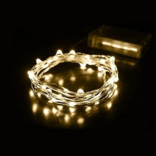 (2 Pack) Lyhoon 16.4FT (5m) 50 LEDs Battery Operated LED String Lights Flexible Silver Wire Fairy Lights (Warm White)