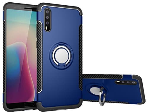 Huawei P20 Pro case silicone shockproof TPU+PC Double protection 360° Rotating kickstand Car Magnet cover case For Huawei P20 Pro (Blue)