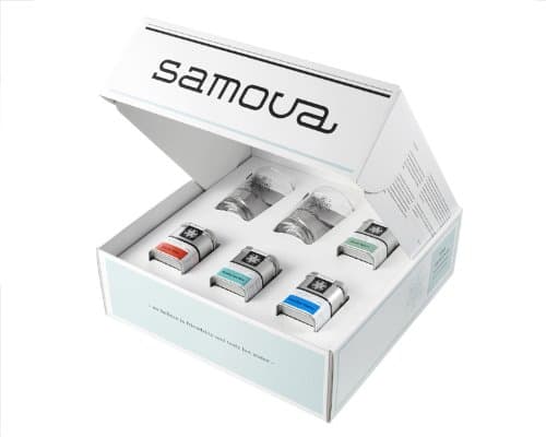 Samova Tasting Box Comfort – 2 Tea Glasses and 4 Mini Size Jars 15-20g im Karton, 1 Pack (1 x 75g)