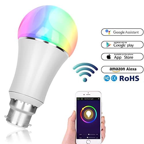 Smart Bulb, MEAMOR Light LED Dimmable 6.5W RGB B22 Bulb,Work with Alexa and Google Home ,Multicolored Color Changing Wake Up Lights , Party and Decorative Bulbs, Remote Controlled by IOS/Android Devices