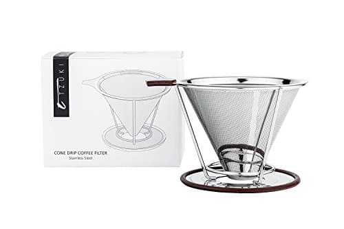 Tzuki Pour Over Coffee Tea Filter Brewer - Manual Drip Coffee Maker with Paperless Filter for Fresh, Rich Flavor - Coffee and Tea Ready in Minutes - Easy to Use, Dishwasher Safe - Detachable