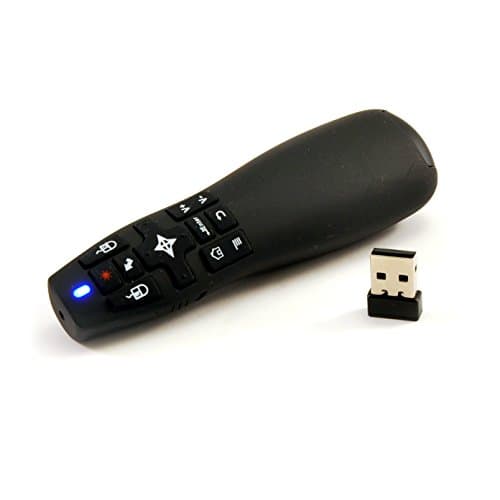Desire2 Air Mouse and Wireless Presenter with Red Laser Pointer 2.4 Ghz, USB 2.0 Nano Receiver Slide Show Control-Black