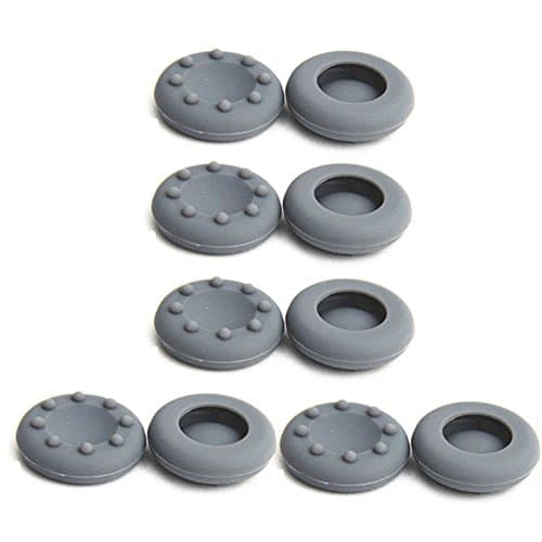 Haoponer 10Pcs Grey Silicone Analog Controller Thumb Stick Grips Cap Cover for Playstation3 PS3 PS4 Xbox 360 Xbox one Game Accessories Replacement Parts