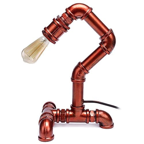 Glighone Vintage Industrial Table Lamp Steampunk Table Light Rustic Retro Water Pipe Desk Lamps For Home Study Room Bedroom Library Hotel Desktop Lights