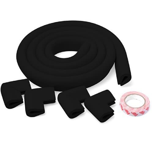 Premium 2m Length Table Edge Guard Childproofing Guard Corner Cushion Protector Edge Bumper + Four Corners(Black, U style) M-HG002BU