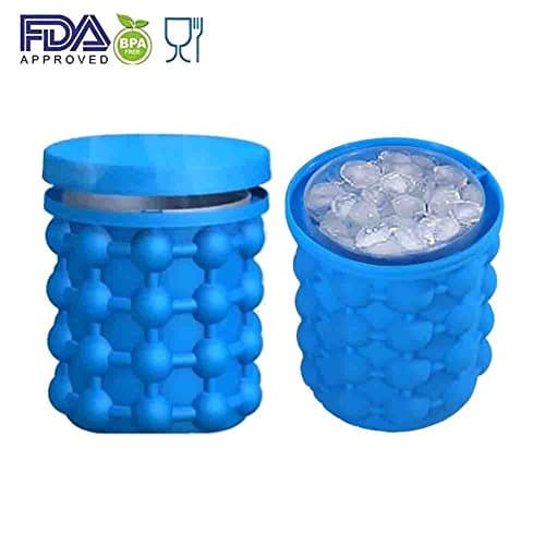 Ice Genie Cube Maker Ice Ball Maker Ice Bucket with Lid Silicone Revolutionary Save Space Kitchen Tools & Ice Cream Tubs Drink Holder Bottles