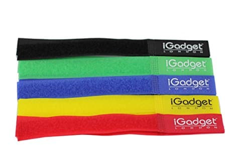 iGADGET® Top rated #1 Heavy Duty Reuseable Hook and Loop Fastener Strap, Hooks and Loops Fastener Tape, Hook & Loop Cable Ties with ideal length to use as Double sided Electrical tape for wire cable tidy 180mm x 20mm - 10 Pack Multicolour